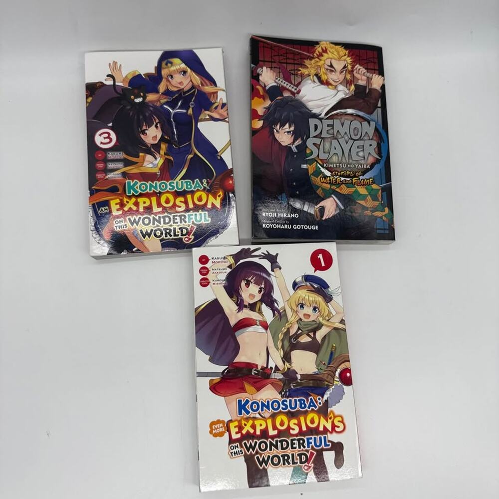NEW Anime Manga Book Bundle (Demon Slayer & KonoSuba 3 Books)